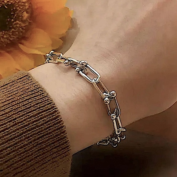 Sterling Silver U Link Necklace Bracelet Earrings Ring Matching Set - Picture 9 of 15